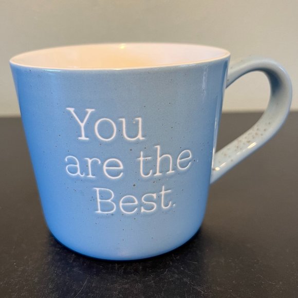 NWT THRESHOLD “You are the Best” Robin Eggshell Blue Stoneware Mug w/ Speckles - Picture 2 of 6
